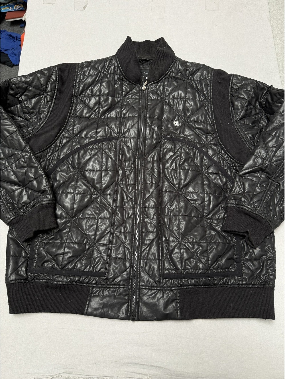 Rocawear Bomber Jacket Black - Quilted Diamond Pattern 3XL